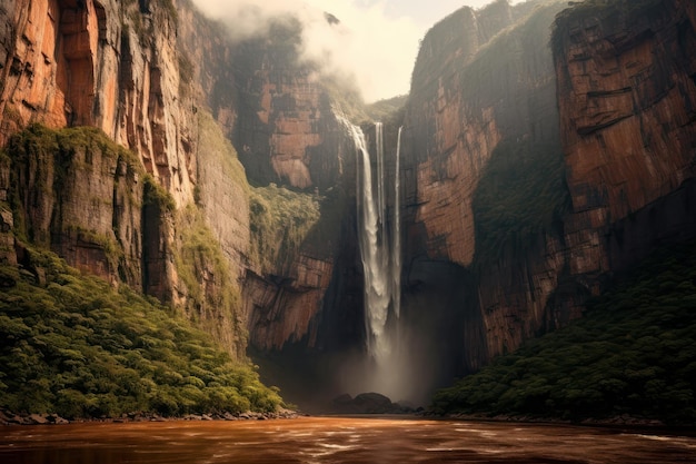 Une chute d'eau à angel falls venezuela