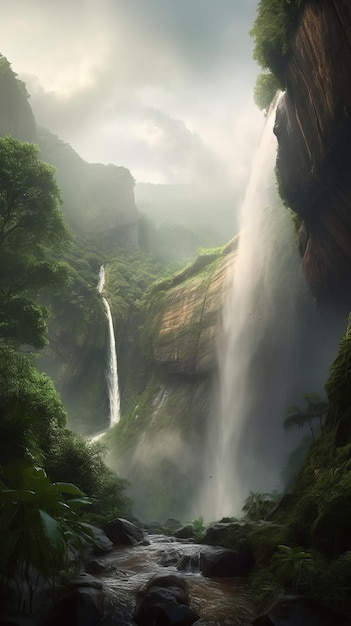 Une chute d'eau dans les fonds d'écran de la jungle