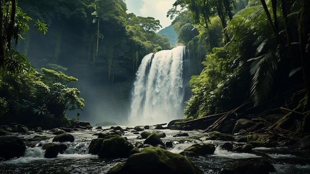 une chute d'eau dans une forêt