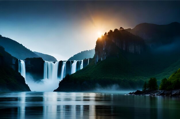 Chute d&#39;eau dans les montagnes