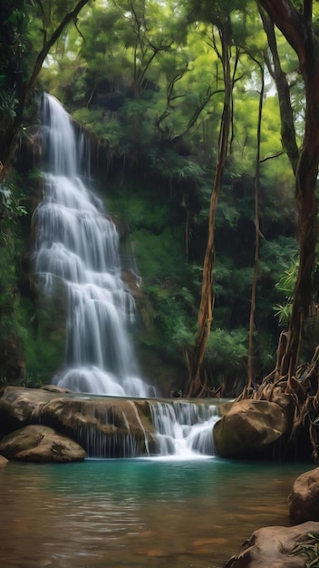 Une chute d'eau de forêt profonde à Kanchanaburi