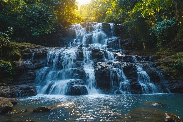 Photo la chute d'eau de namtok salatdai, une petite merveille de thaïlande, est d'une beauté pittoresque.