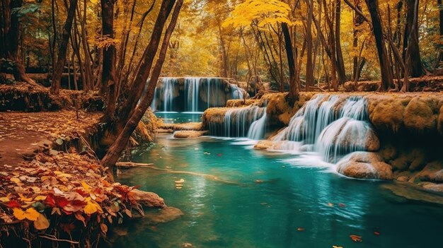 chute d'eau propre et belle touriste générative AI