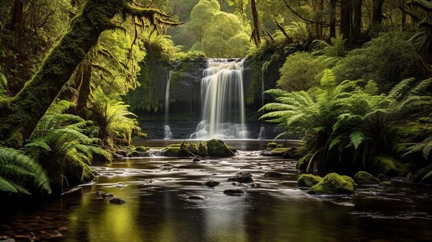 chute d'eau propre et belle touriste générative AI