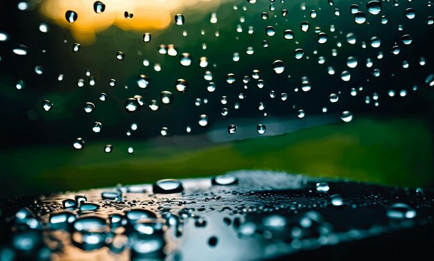 Photo chute de gouttes de pluie les jours de pluie effets spéciaux au ralenti conception de fond d'écran créatif