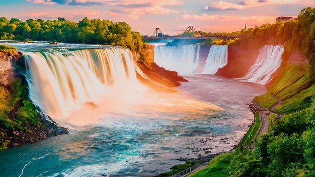 Photo les chutes du niagara en été