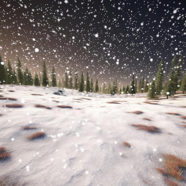 Photo chutes de neige dans les montagnes avec sapins et forêt de conifères