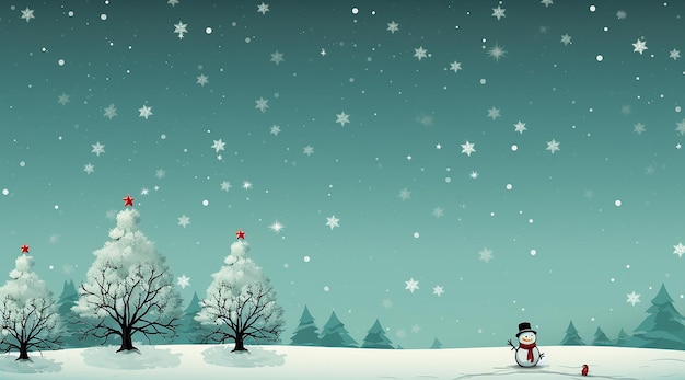 chutes de neige sur le fond d'écran de dessin animé de la forêt de Noël