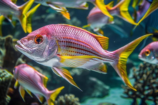 Les cichlidés en gros plan dans l'aquarium