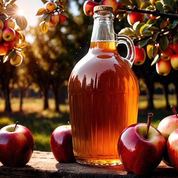 Photo cidre de pomme liqueur de pomme boisson alcoolisée mélangée dans un bar pub