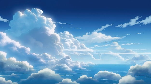 Ciel d'anime avec des nuages et un oiseau