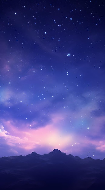 Ciel au clair de lune mystique dégradé violet avec nuages et étoiles fond d'écran de téléphone ai générer
