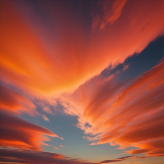 Un ciel au coucher de soleil avec des nuages et le coucher du soleil.