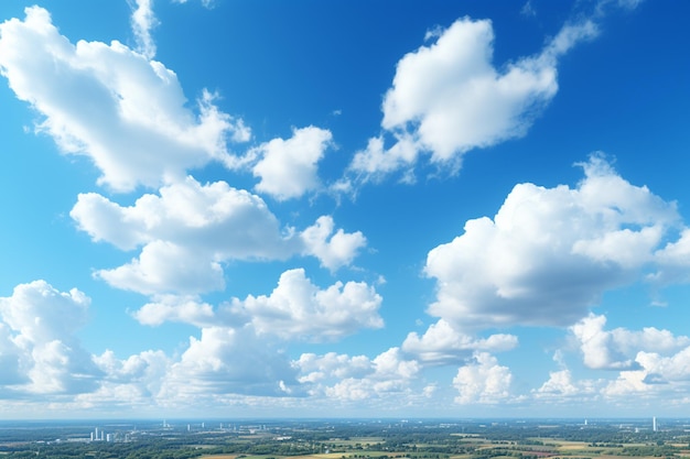 Ciel d'automne azur orné de nuages blancs moelleux en toile de fond