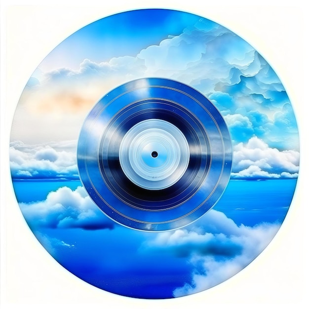 Photo ciel bleu dans un disque vinyle généré par l'ia