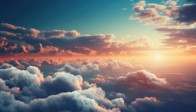 Ciel bleu et fond de nuages doux avec IA générative