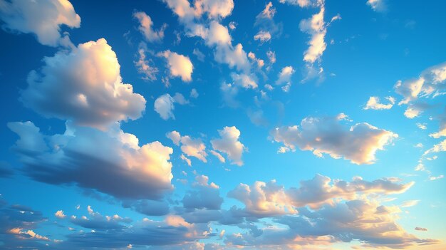 Ciel bleu avec gradient de nuages fond blanc clair beauté nuageux clair au soleil lumière orange