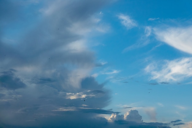 Ciel bleu avec gros plan de nuages