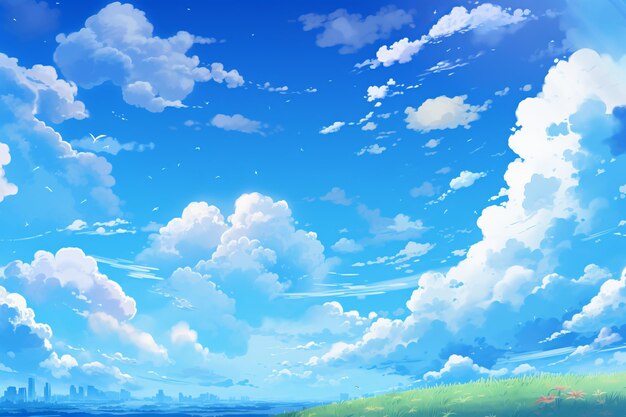 Un ciel bleu ludique rendu à la manière capricieuse de l'anime