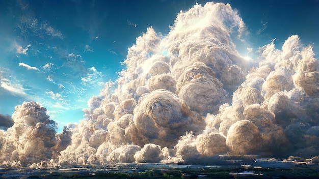 ciel bleu avec nuage artificiel illustration 3d