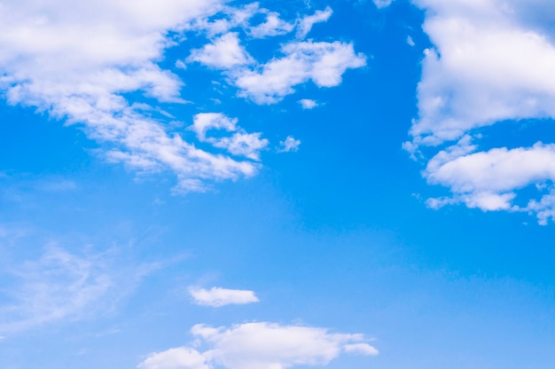 Ciel bleu avec des nuages aux beaux jours. Fond naturel avec espace de copie