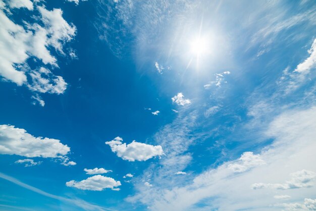 Ciel bleu avec des nuages blancs doux