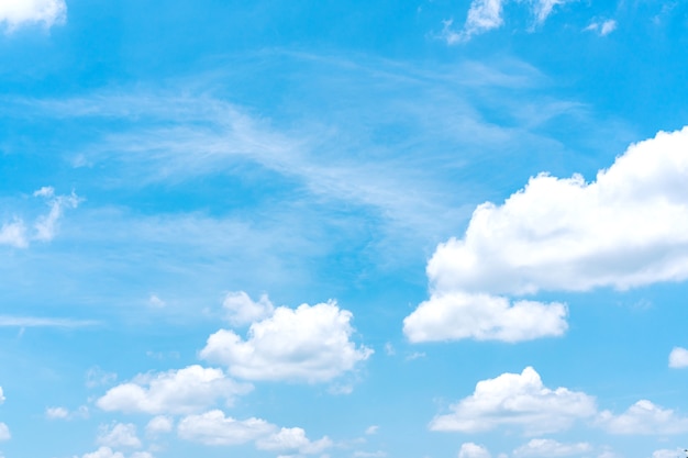 Ciel bleu avec des nuages blancs, fond de paysage de nature