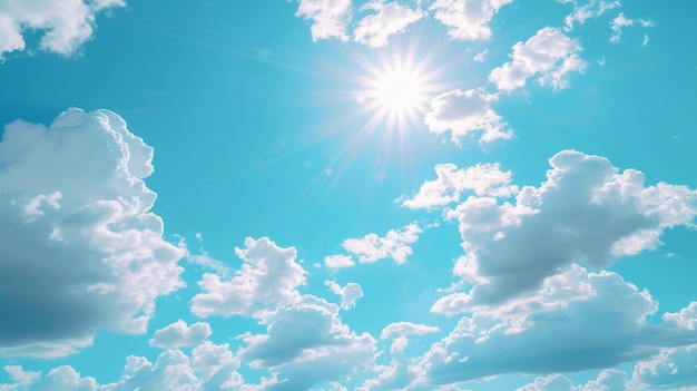 Le ciel bleu et les nuages blancs.