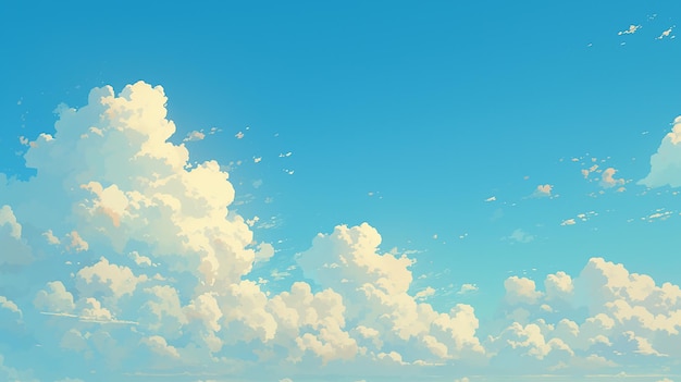 Ciel bleu avec des nuages dans le style Pixar