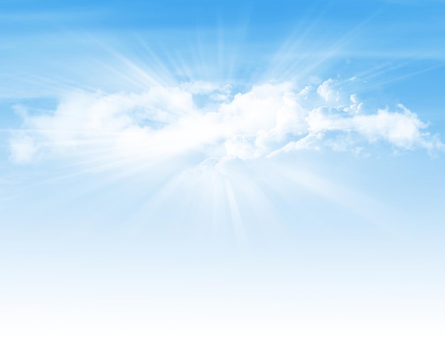 Un ciel bleu avec des nuages et du soleil