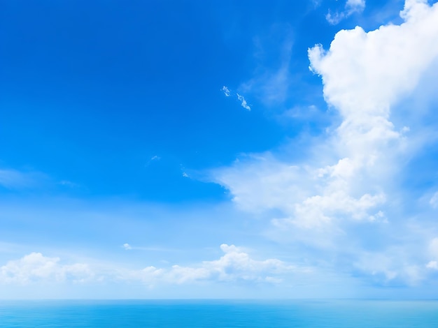 Un ciel bleu avec des nuages sur la mer