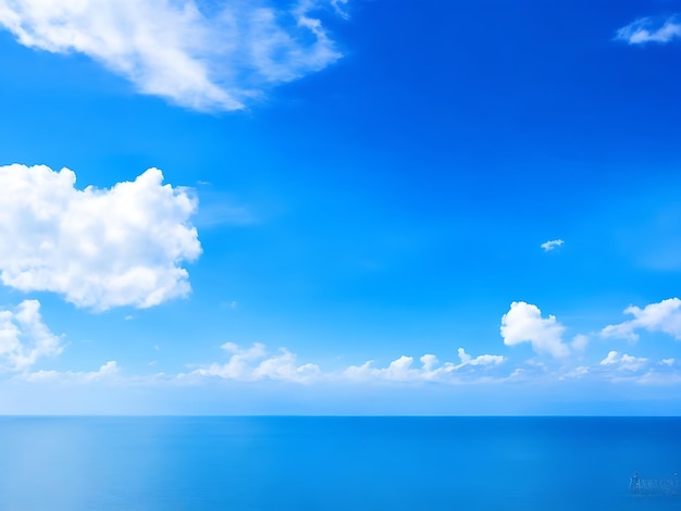 Un ciel bleu avec des nuages sur la mer