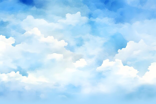 Ciel bleu et nuages peints à la main à l'aquarelle abstraite illustration vectorielle de fond