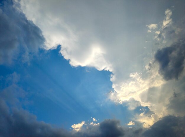 Ciel bleu avec nuages et reflet du soleil dans l'eau avec place pour votre texte