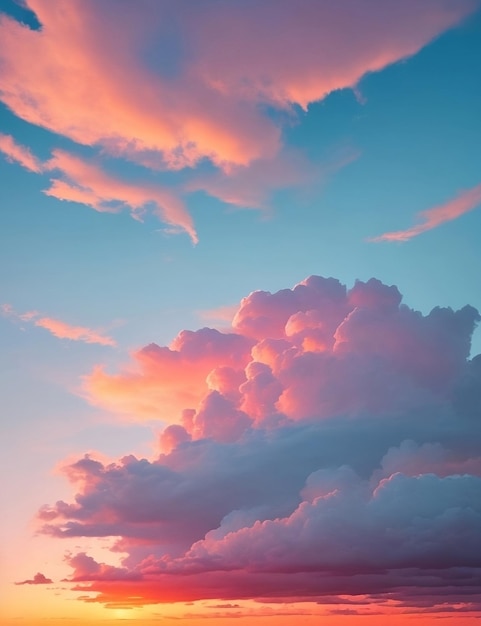 Le ciel bleu avec des nuages roses