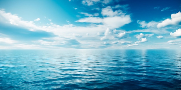 Un ciel bleu sur un océan calme avec une couverture nuageuse.