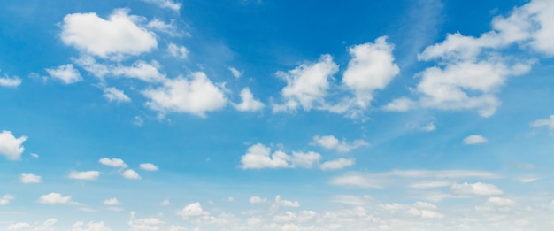 Ciel bleu panoramique avec fond de nuage blanc
