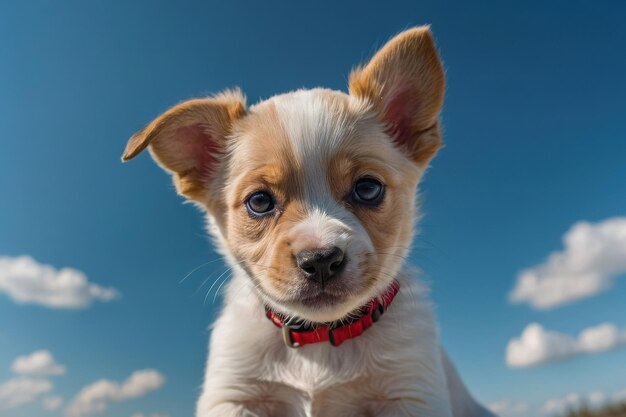 Ciel bleu propre Arrière-plan avec un chiot