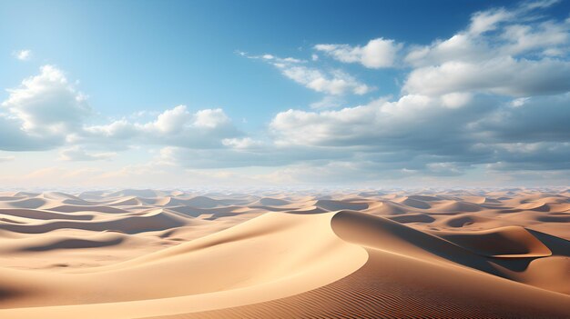 Ciel bleu et sable chaud paysage désertique IA générative