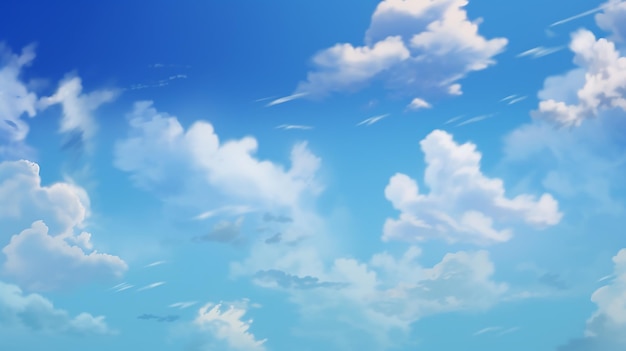 Ciel bleu style Disney avec nuages clairsemés
