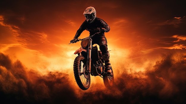 Le ciel brûlant encadre la silhouette de MX Rider