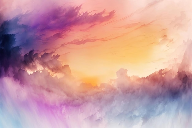 Un ciel coloré avec des nuages et un coucher de soleil en arrière-plan