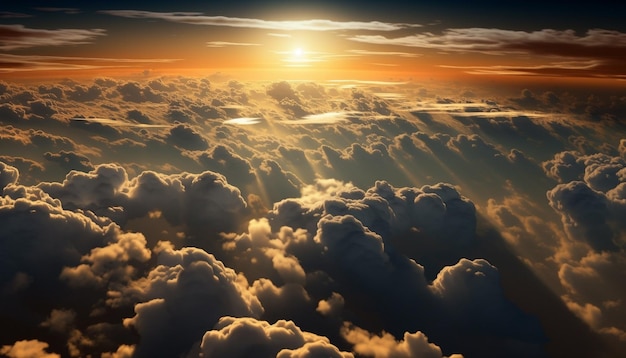 Ciel coucher de soleil sur la beauté vibrante du paysage d'été généré par l'IA