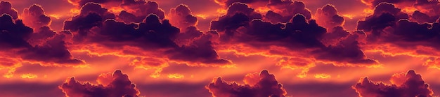 Ciel coucher de soleil panoramique avec des couleurs pastel rose et violet coucher de soleil avec des nuages