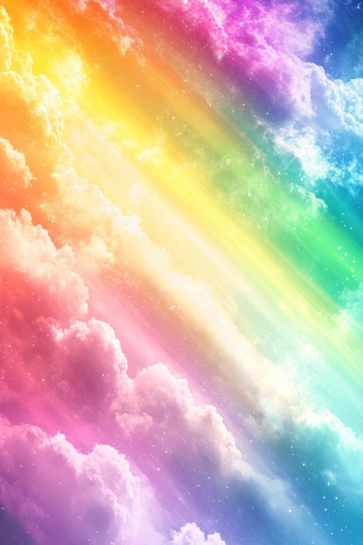Photo le ciel de couleur arc-en-ciel avec des nuages et des étoiles