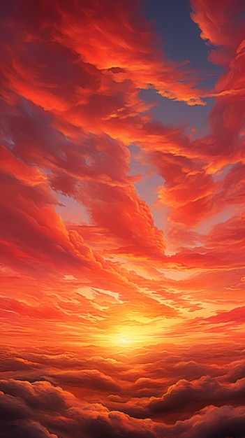 Photo le ciel cramoisi et les nuages dorés