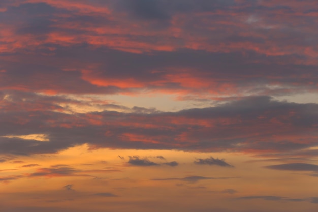 Ciel crépusculaire avec des nuages au coucher du soleil