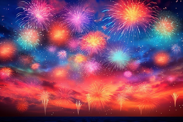 Le ciel débordant de feux d'artifice