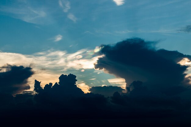 ciel dramatique coloré avec des nuages ​​au coucher du soleil