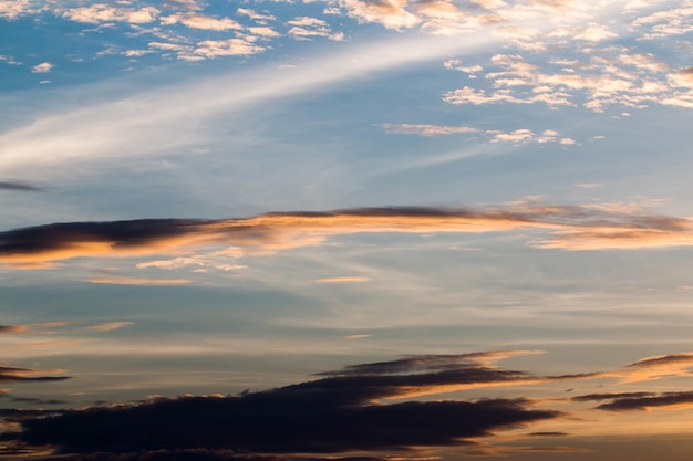 ciel dramatique coloré avec des nuages ​​au coucher du soleil